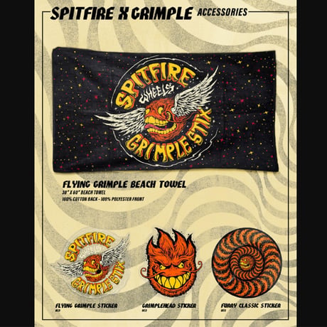SPITFIRE WHEELS ビーチタオル スピットファイア　SPIT FIRE X GRIMPLE FLYING GRIMPLE STIX BEATH TOWEL