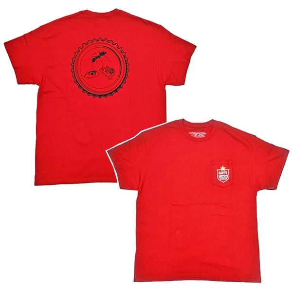 ANTIHERO SKATEBOARDS Tシャツ アンタイヒーロー 半袖 赤 BOTTLE