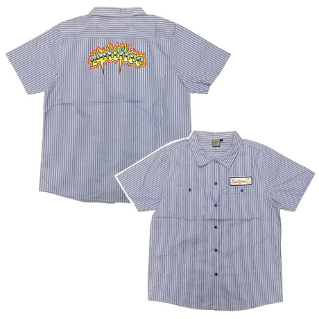 SPITFIRE WHEELS シャツ 半袖 スピットファイア　SPIT FIRE CHROME UENOM CUSTOM S/S WORK SHIRT （LIGHT BLUE）
