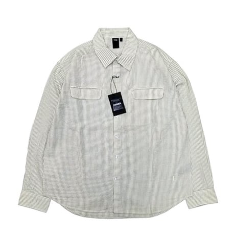 FORMER シャツ 長袖 サッカー フォーマー　FORMER BROADCAST SEERSUCKER LS SHIRT (BONE BLACK）
