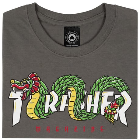 訳あり SALE THRASHER スラッシャー Tシャツ 半袖 グレー　THRASHER MAGAZINE AZTEC T-SHIRT （CHARCOAL）