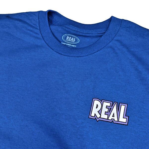 REAL SKATEBOARDS Tシャツ　REAL COMIX L/S TEE （WHITE　ROYAL） リアル 長袖Tシャツ ロンT