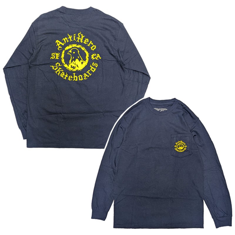 スケートボード ANTI HERO PIGEON MOTION POCKET L/S TEE ANTIHERO SKATEBOARDS Tシャツ アンタイヒーロー ネイビー 長袖