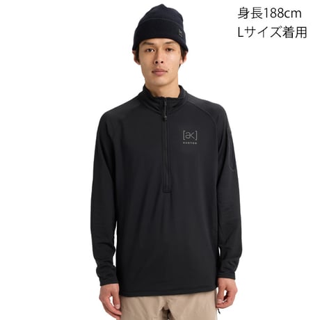BURTON メンズ スノーボード ミッドレイヤー  Men's Burton [ak]® Helium Grid Half-Zip Fleece （True Black)  25-26