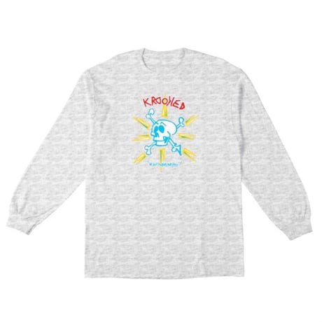 KROOKED Tシャツ クルキッド 長袖　KROOKED SKATEBOARDS STYLE L/S TEE （ASH）