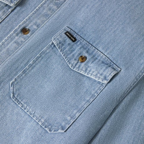 BRIXTON シャツ 長袖 ブリクストン メンズ　HERRINGBONE LW RELAXED OVERSHIRT (LIGHT WASH DENIM HERRINGBONE)