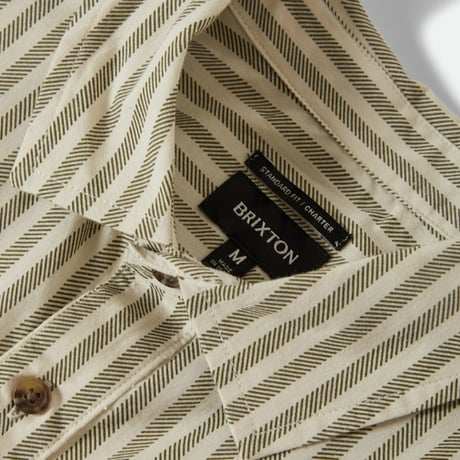 BRIXTON シャツ 半袖 ブリクストン メンズ グリーンＸベージュ　CHARTER PRINT S/S WVN SHIRT