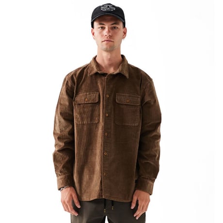 SALE FORMER シャツ 長袖 フランネル コーデュロイ フォーマー　FORMER FLANEL VIVIAN CORD LS SHIRT (BROWN）