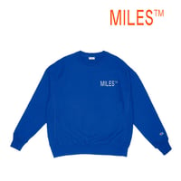 MILES スウェット　MILES GRIPTAPE Logo Hit Crewneck Champion （ROYAL BLUE） クルースウェット マイルス デッキテープ チャンピオン SALE