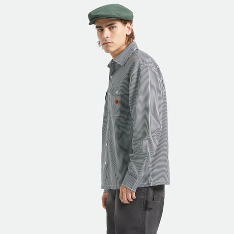BRIXTON シャツ 長袖 ブリクストン メンズ　JOURNEY LW L/S WVN SHIRT （NAVY/WHITE STRIPE）