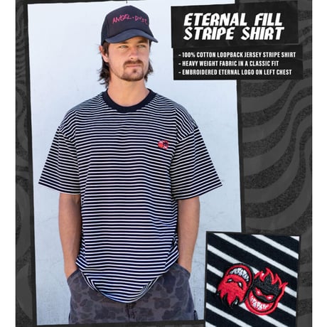 SPITFIRE WHEELS Tシャツ  半袖 スピットファイア　SPIT FIRE ETERNAL EMB STRIPE TEE (BLACK/WHITE)
