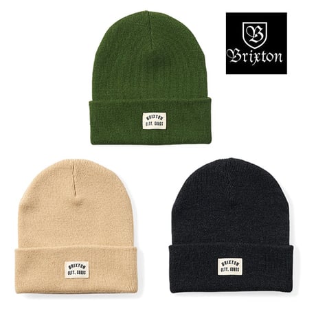 BRIXTON ビーニー ウッドバーン ブリクストン　WOODBURN WATCH CAP BEANIE （CHIVE　BISCOTTI　WASHED BLACK）