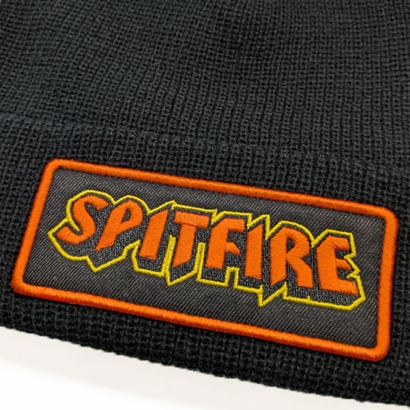 SPITFIRE WHEELS ビーニー 黒 スピットファイア　SPIT FIRE HELLFIRE SCRIPT PATCH CUFF BEANIE(BLACK）
