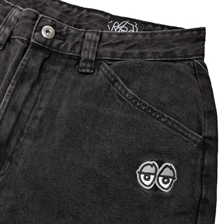 SALE KROOKED パンツ クルキッド　KROOKED SKATEBOARDS EYES DENIM TWILL PANTS （BLACK）