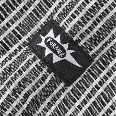 FORMER シャツ 半袖 フォーマー グレー系 ストライプ　REYNOLDS STRIPE SS SHIRT（BLACK）