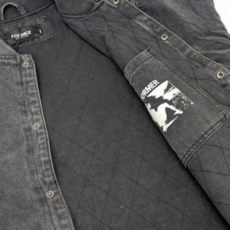 FORMER ジャケット フォーマー　FORMER AG DENIM VARSITY JACKET (BLACK)