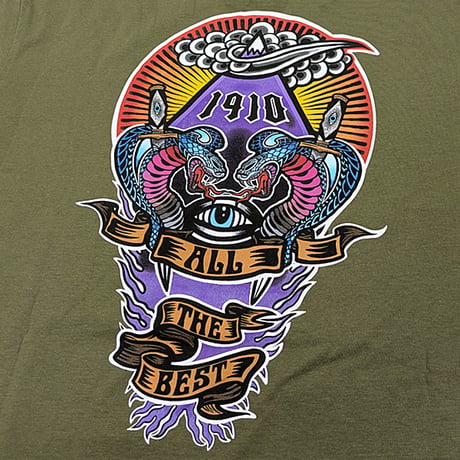 1910 9teenten Tシャツ　1910 SNAKE EYES S/S T-SHIRT （MILITARY GREEN） MS125179 半袖 ナインティーン テン