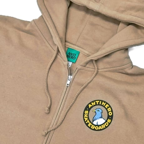 SALE ANTIHERO SKATEBOARDS パーカー ベージュ アンタイヒーロー　ANTI HERO PIGEON ROUND ZIP HOODIE （SAND）