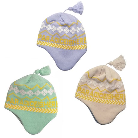 SALE イヤーフラップ ビーニー メンズ レディース カモシカ KM4K EAR FLAP BEANIE 8 （LAVENDER　BEIGE　MINT）