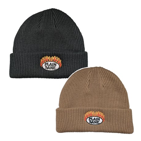 PLAINSANE FLAME BEANIE（BLACK　CHEST NUT BROWN）  スノーボード  ニット帽 ビーニー プレインセイン PLAIN SANE