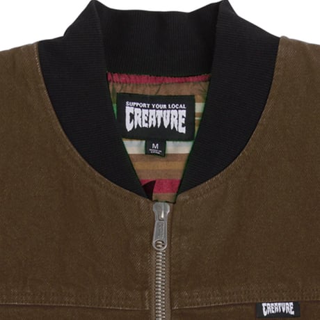 CREATURE SKATEBOARDS ベスト クリーチャー　BONEHEAD FLAME VEST WORK TOP （Brown）