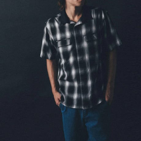 FORMER シャツ 半袖 フォーマー　FORER BROADCAST PLAID SS SHIRT （BLACK）