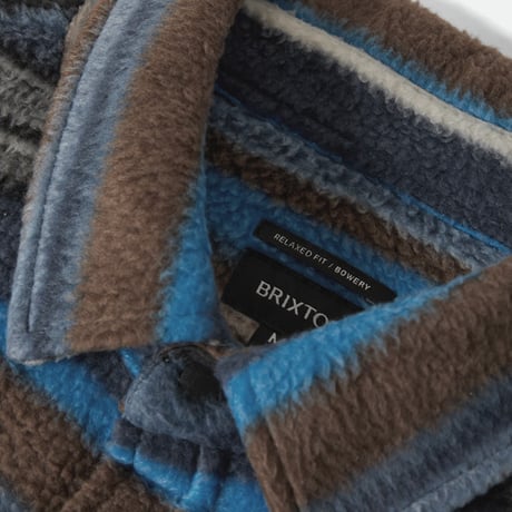 BRIXTON BOWERY シャツ 長袖 ブリクストン ボーダー　BOWERY L/S ARCTIC STRETCH FLEECE （MOOD INDIGO BLANKET STRIPE）