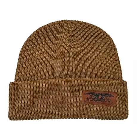 ANTIHERO SKATEBOARDS ビーニー 茶色 アンタイヒーロー　ANTI HERO STOCK EAGLE LABEL CUFF BEANIE（LT BROWN/BLACK）
