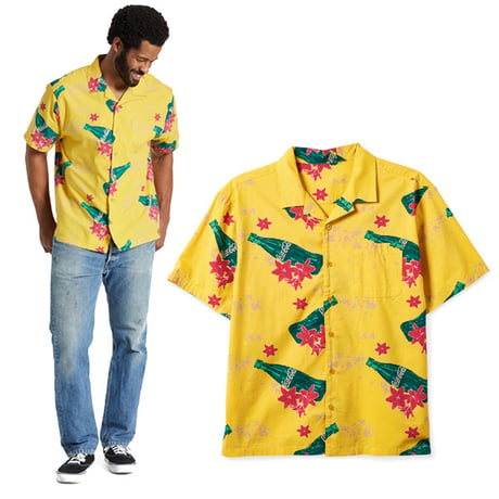SALE BRIXTON シャツ 半袖 ブリクストン メンズ　COCA-COLA BUNKER S/S WVN SHIRT（YELLOW）