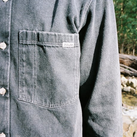 SALE POLAR SKATE CO シャツ 長袖 デニム ポーラー　DENIM MIKE LS SHIRT （SILVER BLACK）