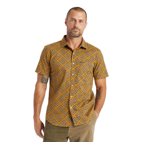 SALE BRIXTON シャツ 半袖 ブリクストン ブラウン　CHARTER PRINT S/S WVN SHIRT