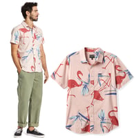 SALE BRIXTON シャツ 半袖 ブリクストン メンズ　CHARTER PRINT S/S WVN SHIRT （CORAL PINK）