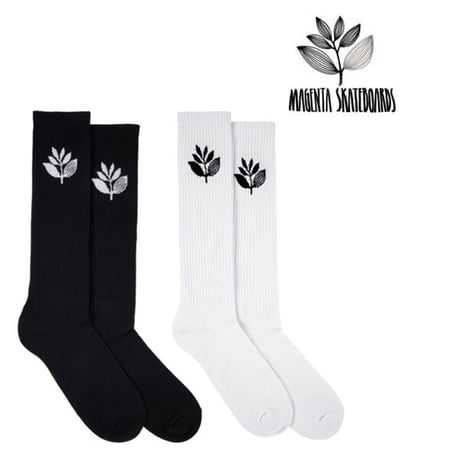 MAGENTA SKATEBOARDS ソックス ニーソックス 黒 白 メンズ マゼンタ マジェンタ　PLANT KNEE SOCKS （BLACK　WHITE）