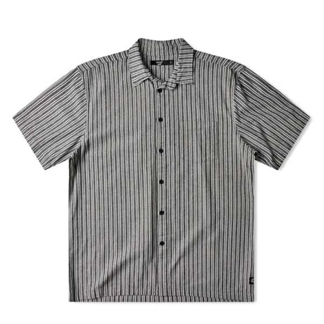 FORMER シャツ 半袖 フォーマー グレー系 ストライプ　REYNOLDS STRIPE SS SHIRT（BLACK）