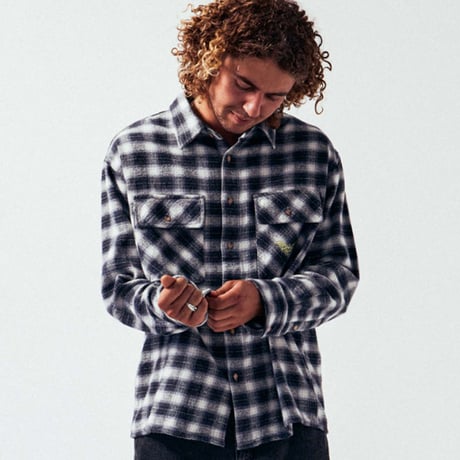 SALE FORMER シャツ 長袖 チェック フォーマー　FORMER MANNERS PLAID LS SHIRT （BLACK）
