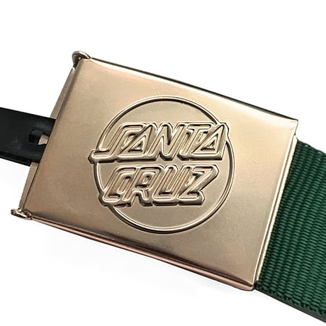 SANTA CRUZ サンタクルーズ ベルト　SANTACRUZ SKATEBOARDS Opus Dot Santa Cruz Web Belt （Matte Gold/Green）