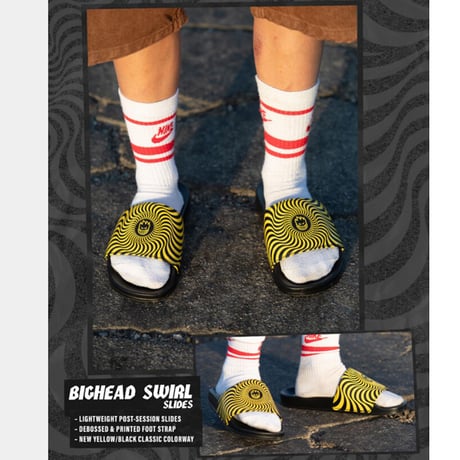 SPITFIRE WHEELS サンダル スピットファイア　SPIT FIRE BIGHEAD SWIRL SLIDE SANDAL （BLACK / YELLOW） スライドサンダル メンズ