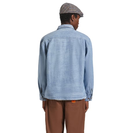 BRIXTON シャツ 長袖 ブリクストン メンズ　HERRINGBONE LW RELAXED OVERSHIRT (LIGHT WASH DENIM HERRINGBONE)