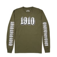 1910 9teenten アパレル ナインティーン テン Tシャツ 長袖　OG Font L/S T-Shirt （Military Green） 長袖