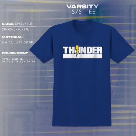 SALE THUNDER TRUCKS サンダー スケボー Tシャツ 半袖 　VARSITY T-SHIRT (ROYAL BLUE)