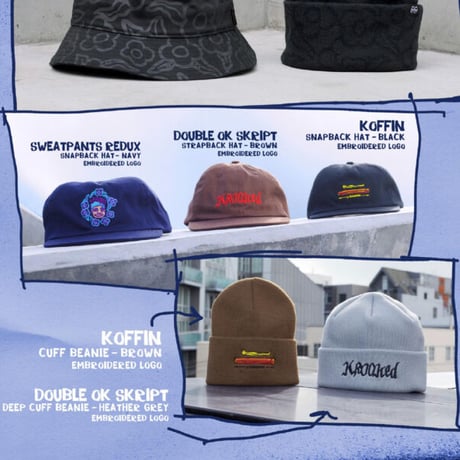 KROOKED ビーニー ライトグレー クルキッド　KROOKED SKATEBOARDS DOUBLE OK SCRIPT CUFF BEANIE （HEATHER GREY）