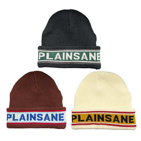 PLAINSANE LOGO BEANIE（BLACK　COCOA BROWN　EGG SHELL）  スノーボード  ニット帽 ビーニー プレインセイン PLAIN SANE