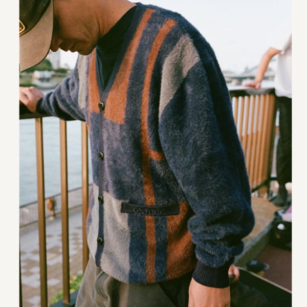 gx1000ニットM GX1000 JACQUARD ZK SWEATER / BROWN (ジーエックスセン
