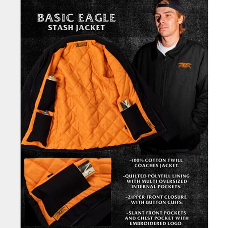 SALE ANTIHERO SKATEBOARDS ジャケット ブラック アンタイヒーロー　BASIC EAGLE STASH JACKET （BLACK）