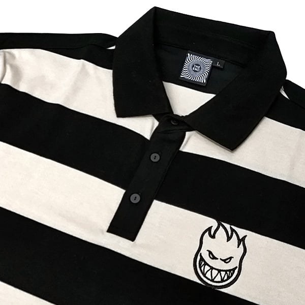 SPITFIRE WHEELS ラグビーシャツ スピットファイア 黒Xベージュ SPIT F