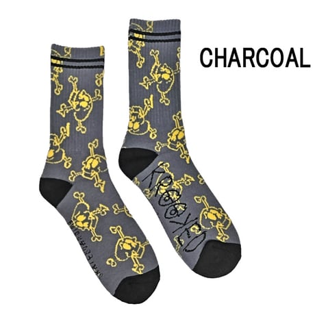 KROOKED ソックス クルキッド メンズ　KROOKED SKATEBOARDS SOCKS STYLE （CHARCOAL　BLACK　WHITE）