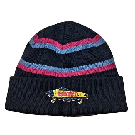 KROOKED ビーニー ネイビー クルキッド　KROOKED SKATEBOARDS BORED BEANIE （NAVY/BLUE/MAGENTA）
