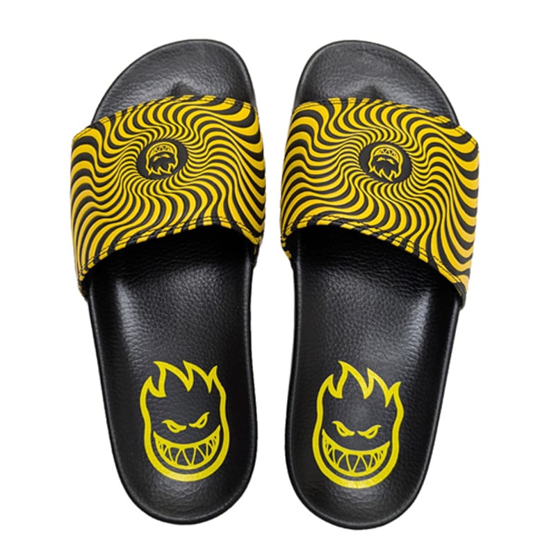 29cm新品 SPITFIRE サンダルイエロー ブラック 海外正規品 BEAMS（ビームス）SPITFIRE / BIGHEAD SWIRL SLIDE SANDAL