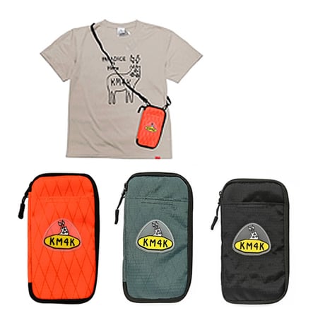 KM4K アクセサリーポーチ　KM4K BODY WALLET （ORANGE　GREEN　BLACK） ウォレット バッグ カモシカ ショルダーベルト付き