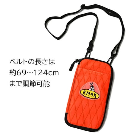 KM4K アクセサリーポーチ　KM4K BODY WALLET （ORANGE　GREEN　BLACK） ウォレット バッグ カモシカ ショルダーベルト付き